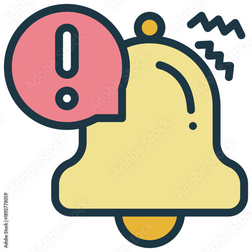 bell notification alert exclamation message filled outline icon