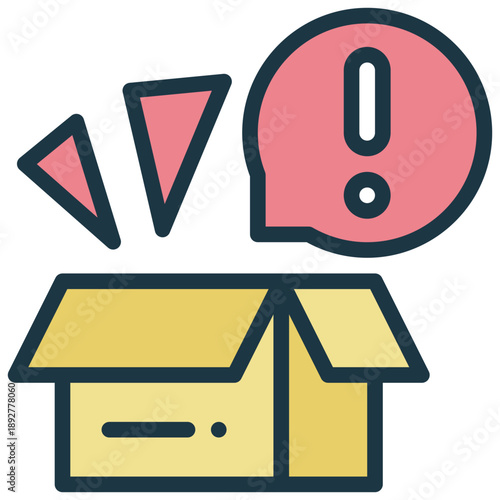 box out exclamation notification alert filled outline icon