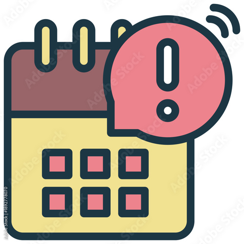 calendar note appointment exclamation alert notification filled outline icon