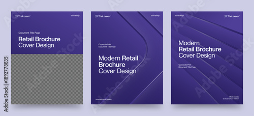 Brochure Report Cover Template in Modern, Multipurpose Corporate Style with Purple Hues, Business Flyer Poster Layout