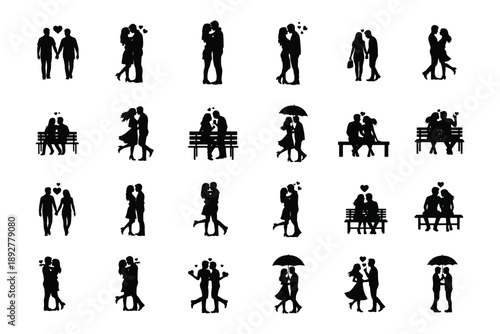 Lovers Silhouettes Collection – Love, Romance, and Relationship Icons