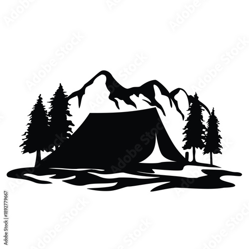 camping silhouette design. adventure sign and symbol.