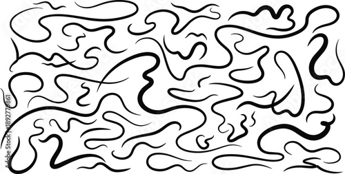 Black abstract lines on white background swirling
