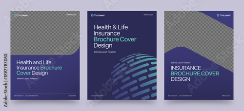 Corporate Brochure Cover Template with Life Insurance & Healthcare, Medical & Hospital Theme, Business Flyer & Poster Layout