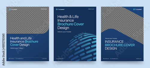 Corporate Brochure Cover Template with Life Insurance & Healthcare, Medical & Hospital Theme, Business Flyer & Poster Layout