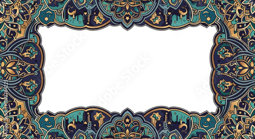 Ornate vector frame with intricate floral patterns and decorative elements surrounding a blank white space