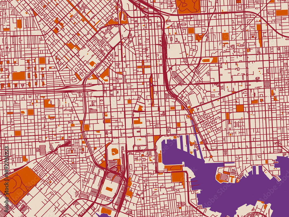 Obraz premium Baltimore Center, Maryland – street map