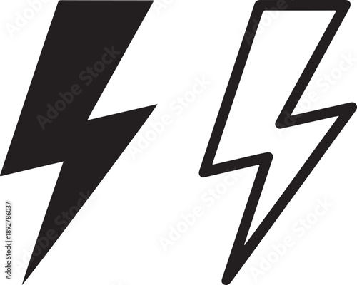 A stark black and white illustration depicts two stylized lightning bolt symbols facing opposite directions high quality professional detailed