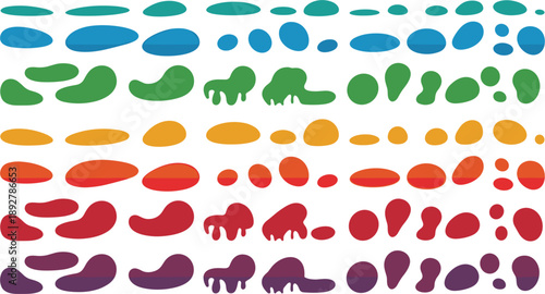Colorful blobs in rows  shapes abstract