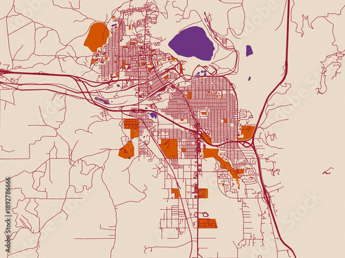 Konstfotografi Minimal street plan of Butte, Montana