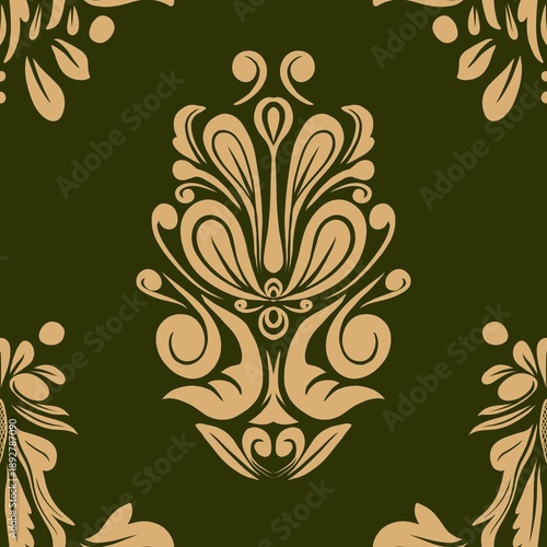 Damask Nature Pattern Background Illustration For Cover, Banner, Notes. Aesthetic Background. Damask Pattern Background. Seamless background.