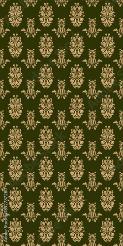 Damask Nature Pattern Background Illustration For Cover, Banner, Notes. Aesthetic Background. Damask Pattern Background. Seamless background.