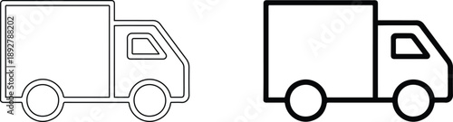 Minimalist truck icons set for business and delivery services