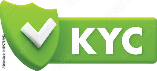 Green shield with check mark and KYC text