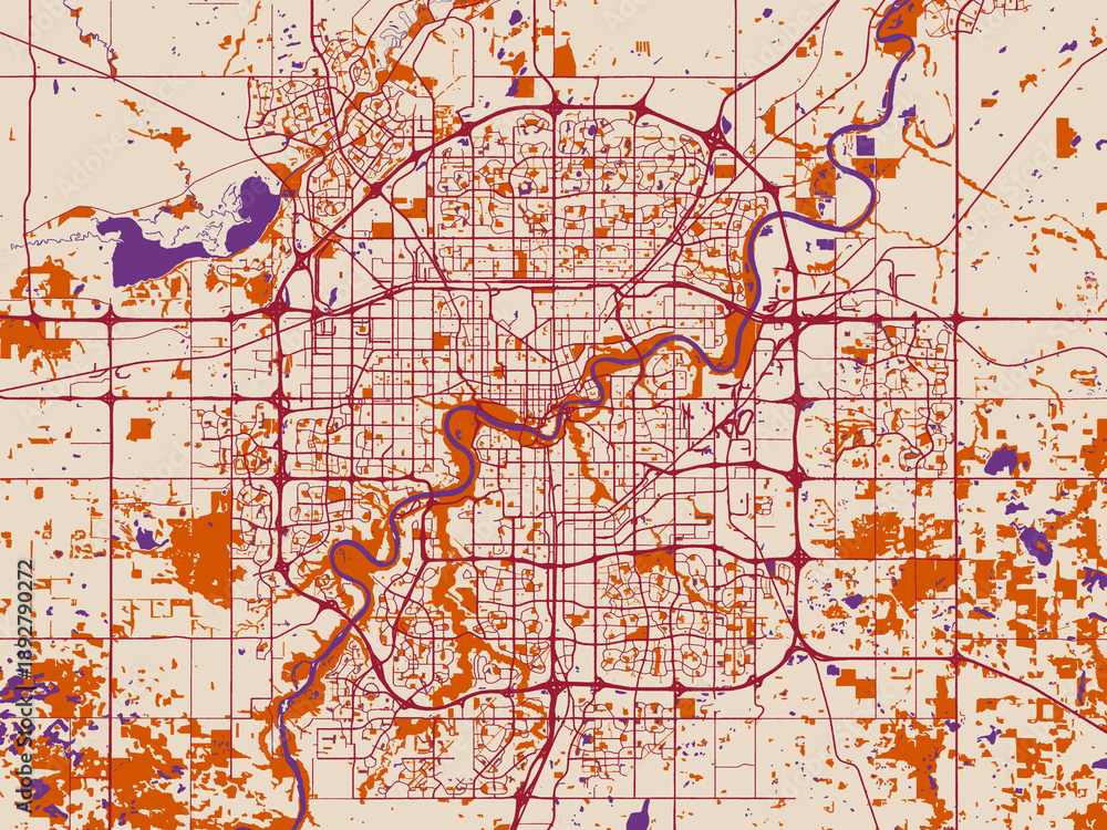 Fototapeta premium Decorative city map of Edmonton, Alberta