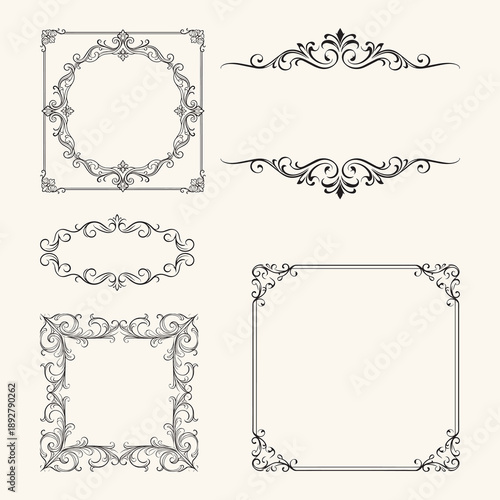 Vintage Arabesque Ornamental Border Outline Set