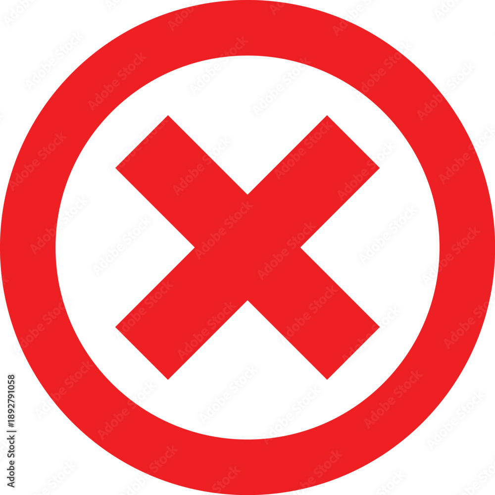 Obraz premium Prohibition or Error Sign with Red Cross and Circle