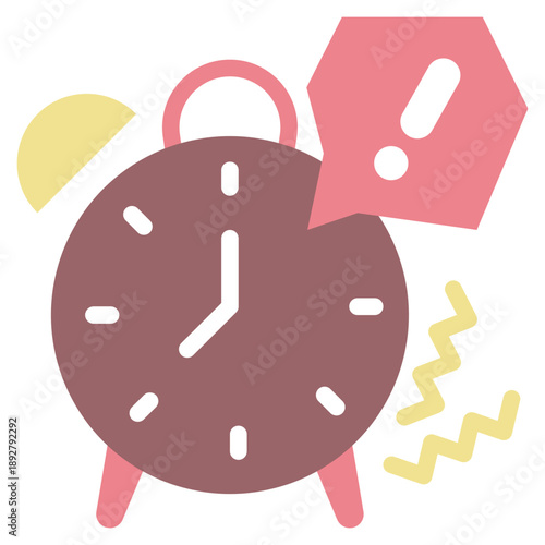 alarm clock time alert exclamation flat style icon