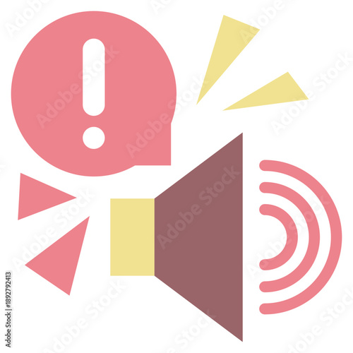 loud sound media alert exclamation notification flat style icon