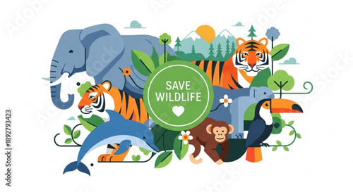 Save Wildlife Illustration