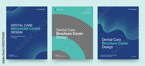 Brochure Cover Template & Front Page Design, for Blue Dental Dentist Medical Report Cover Layouts