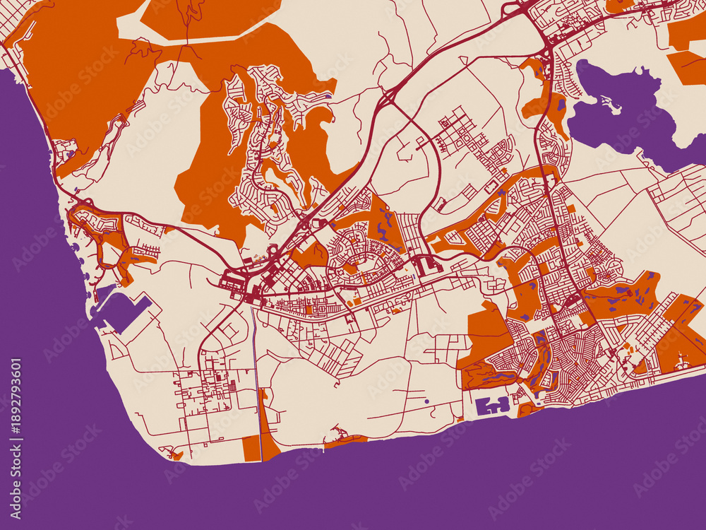 Naklejka premium Road network map of Kapolei, Hawaii