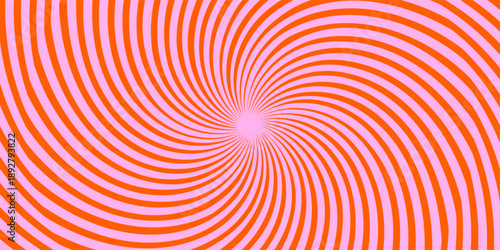 Optical illusion background. Red and pink abstract distorted wavy lines surface. Radial waves poster design. Trippy sunburst illusion wallpaper. Vector spinning hypnotic illustration