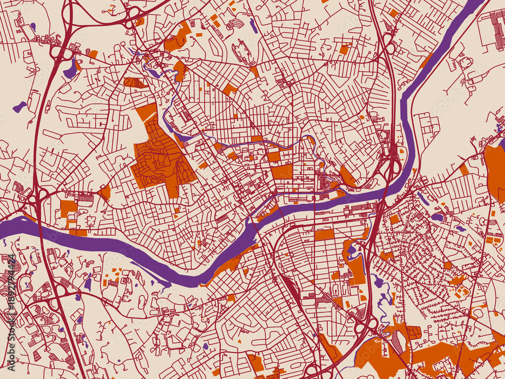 Obraz premium Urban grid map — Lawrence, Massachusetts