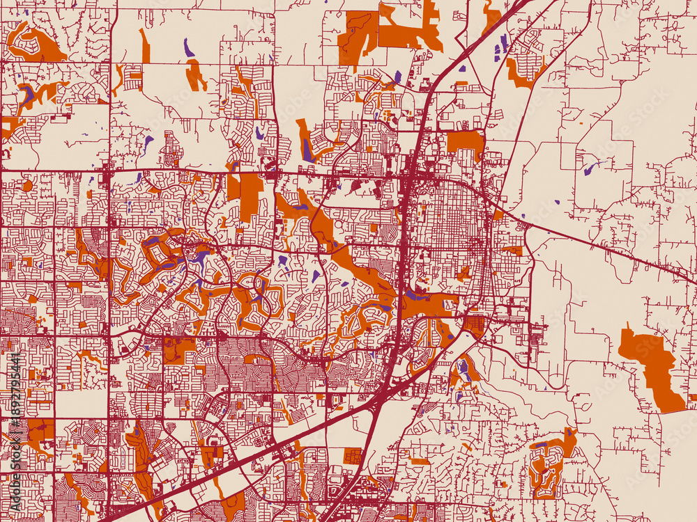 Obraz premium City map of McKinney, Texas – burgundy linework on cream