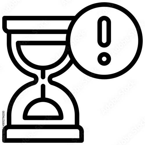 sand watch time notification exclamation alert simple line icon