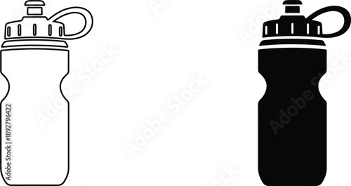 Water bottle icons in black and white for design and illustration