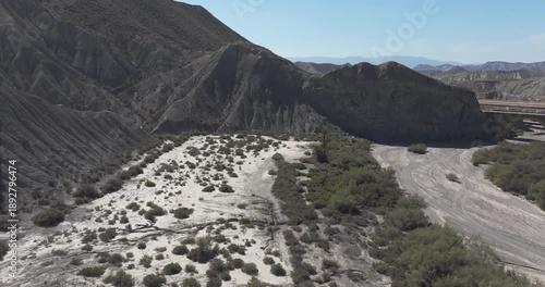 Solar tower and mirror array in desert environment
