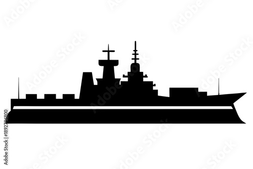 Military warship,battleship   Black silhouette vector