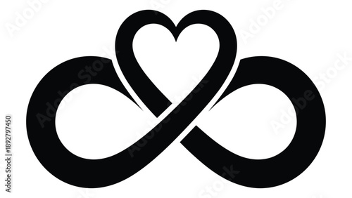 Infinity heart love symbol icon, endless romance and relationship concept illustration for wedding, valentine, loyalty and emotional connection