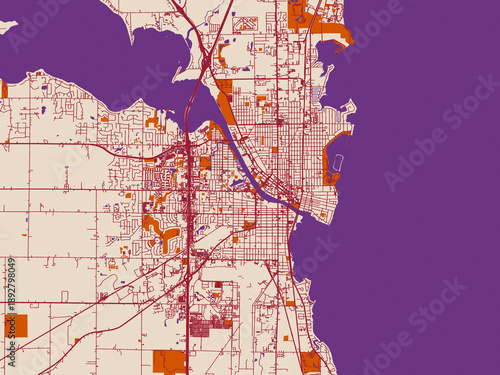 Geographic city layout of Oshkosh, Wisconsin