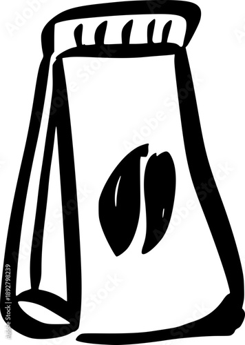 Coffee Beans On Pouch, Quirky Cafe And Bar Illustration