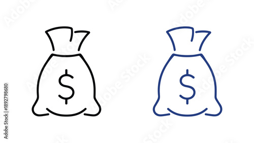 Money Bag Line Icon Vector