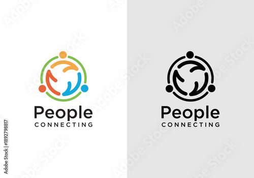 Vector human connection logotype, human connection vector logo design template with circular and connected design