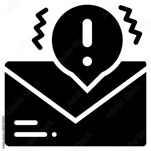 envelope message contact exclamation alert solid glyph icon