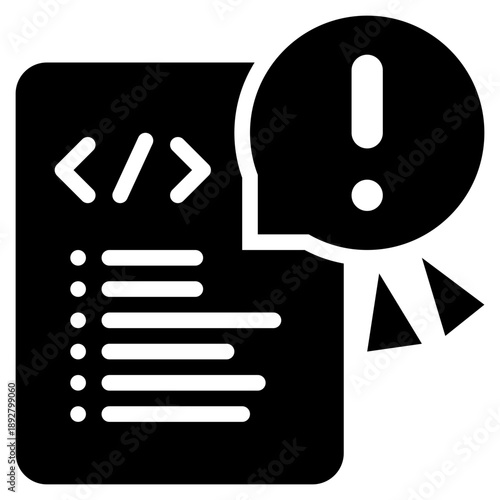 coding computer language alert notification solid glyph icon