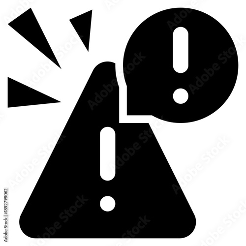 danger warning exclamation alert notification solid glyph icon