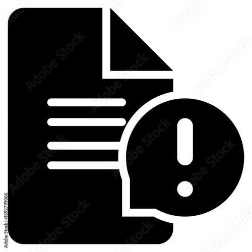 document paper report alert notification solid glyph icon