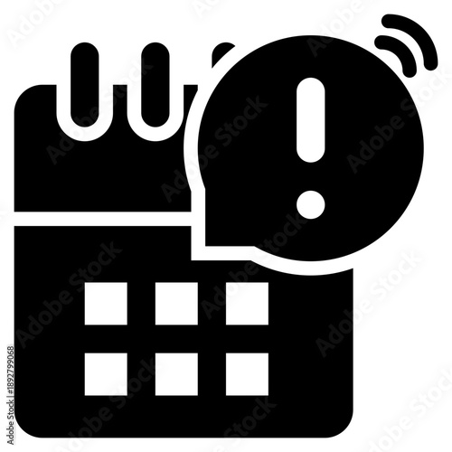 calendar note appointment exclamation alert notification solid glyph icon