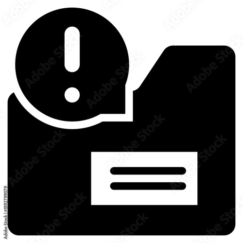 folder data storage alert notification solid glyph icon