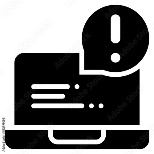 laptop alert notification exclamation solid glyph icon