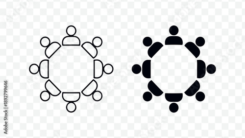 Vector teamwork icons set, business collaboration symbols isolated on Transparent Background