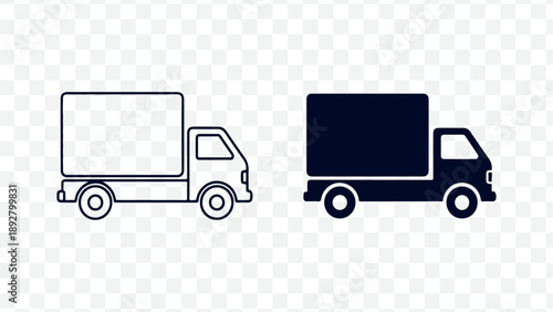 Vector illustration of two delivery trucks isolated on Transparent Background