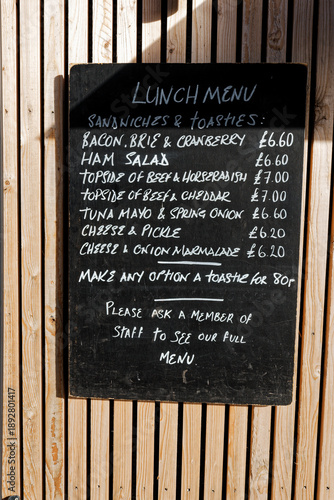 Chalk board lunch time menu
