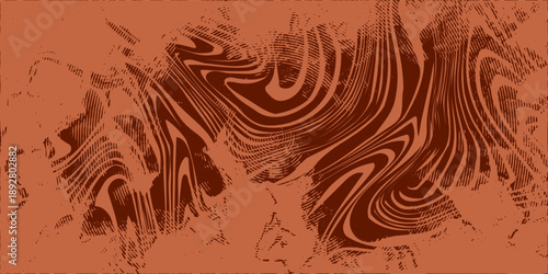 Retro coffee color background. Milk chocolate liquid dessert texture. Wavy swirl candy pattern for poster, cover, banner, pamphlet