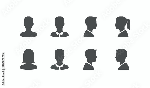 Minimal anonymous user avatar silhouette icon set vector illustration